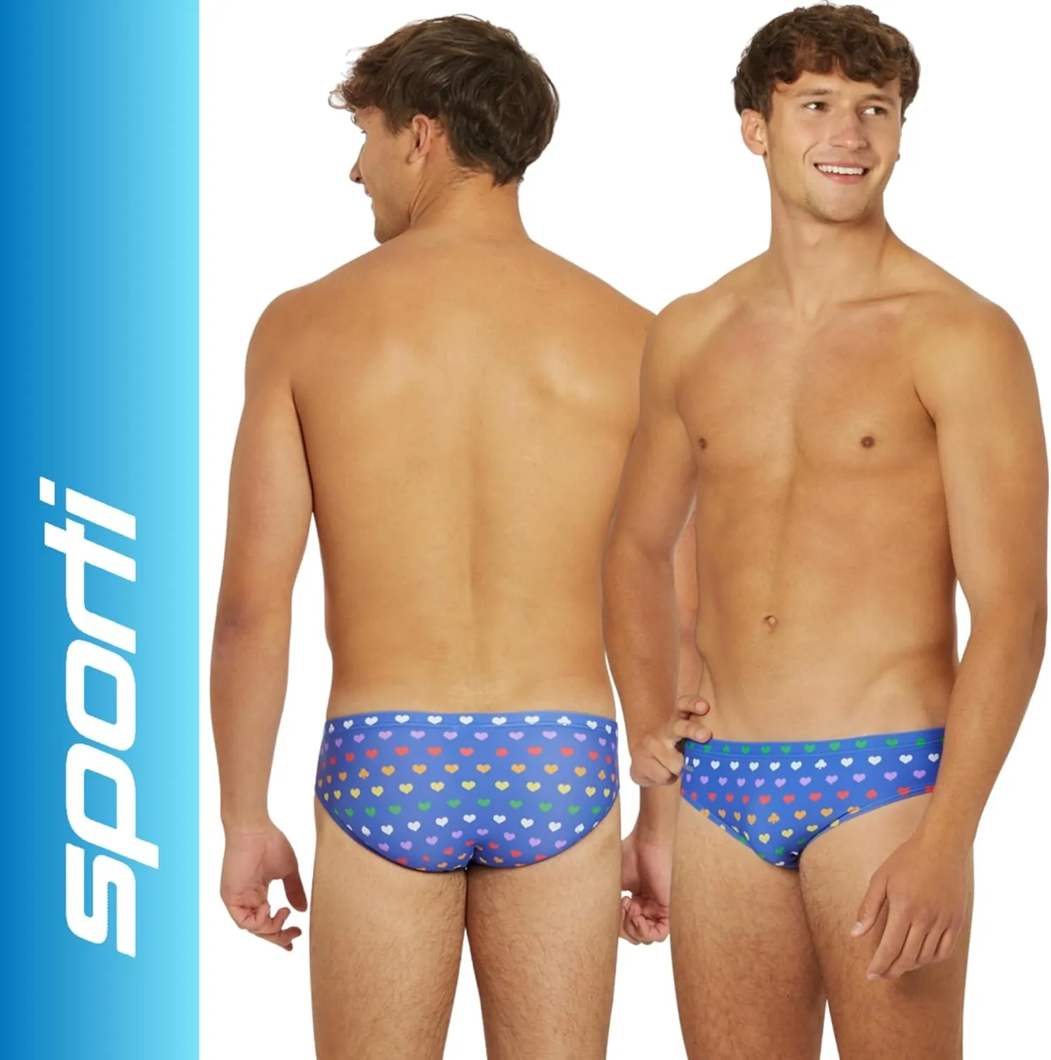 Sporti Men's Swim Briefs - Graphic Design Swimming Training Suit - Men's Athletic Swimwear Briefs for Racing & Lap Swimming