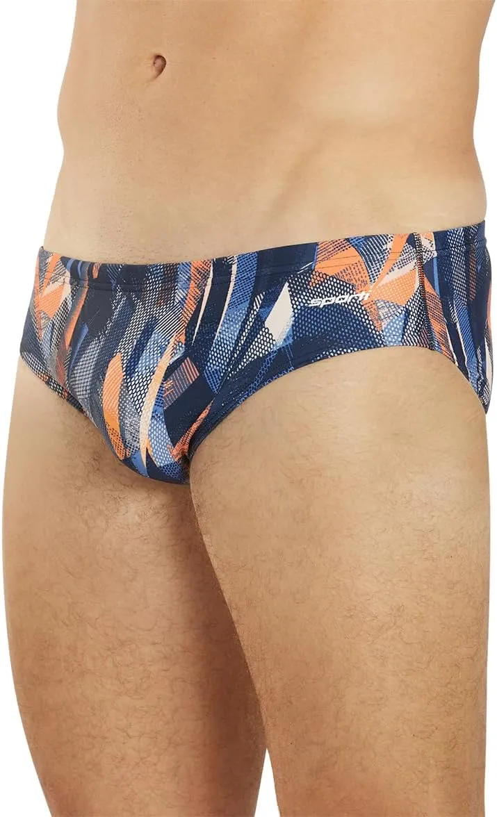 Sporti Men's Swim Briefs - Graphic Design Swimming Training Suit - Men's Athletic Swimwear Briefs for Racing & Lap Swimming
