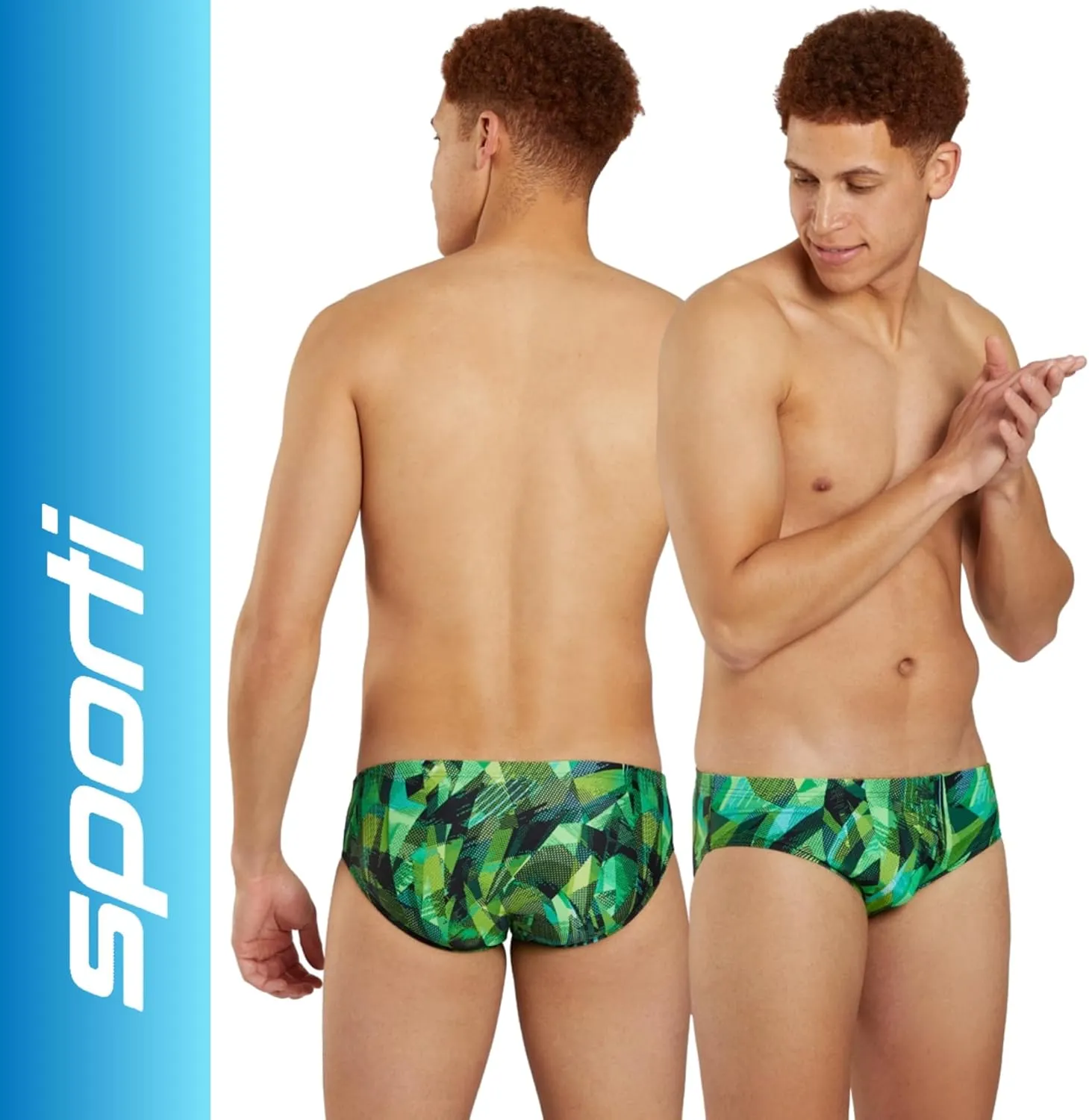 Sporti Men's Swim Briefs - Graphic Design Swimming Training Suit - Men's Athletic Swimwear Briefs for Racing & Lap Swimming