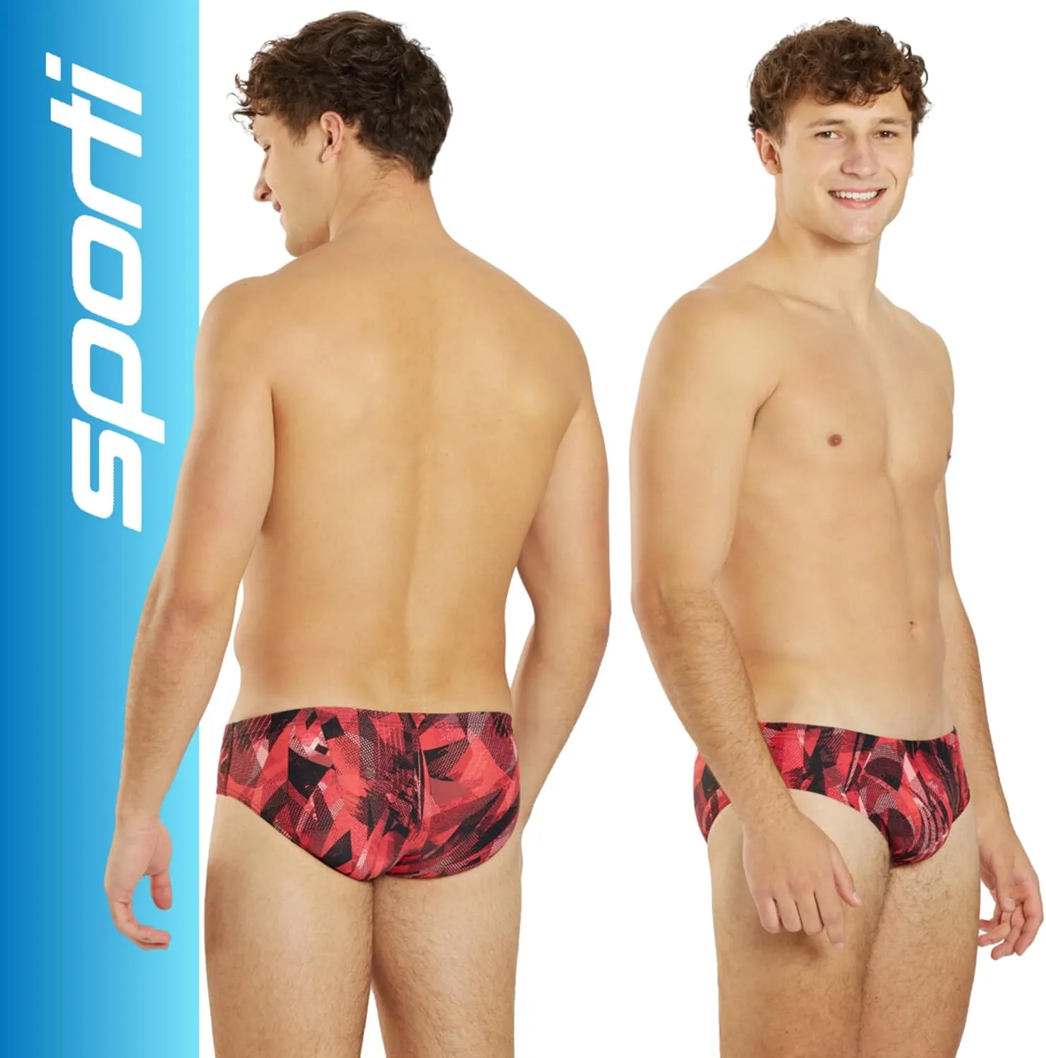 Sporti Men's Swim Briefs - Graphic Design Swimming Training Suit - Men's Athletic Swimwear Briefs for Racing & Lap Swimming