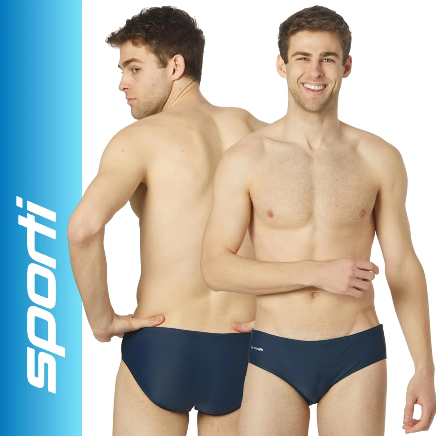 Sporti Men's Swim Briefs - Printed Color & Solid Swimsuit Training Suit - Men's Athletic Swimwear Briefs for Lap Swimming