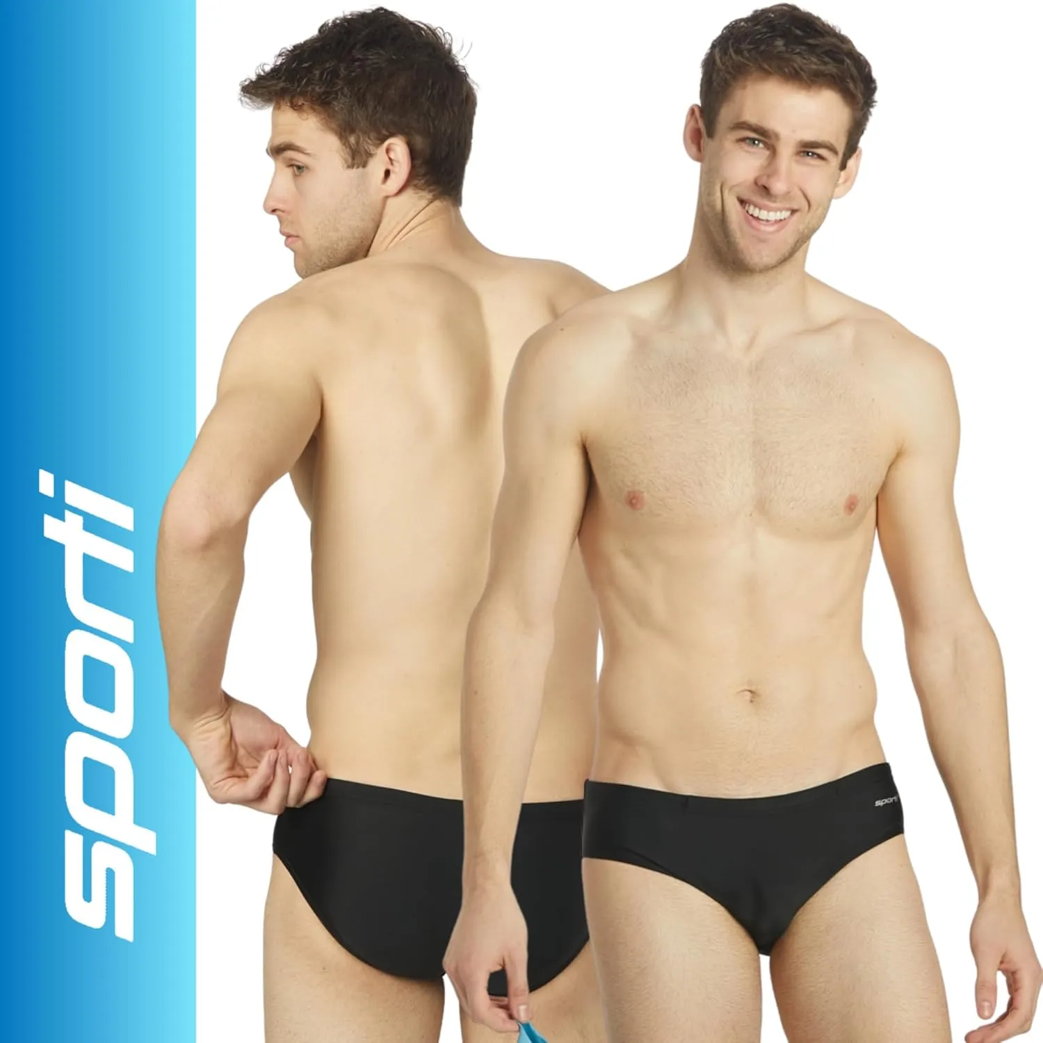 Sporti Men's Swim Briefs - Printed Color & Solid Swimsuit Training Suit - Men's Athletic Swimwear Briefs for Lap Swimming