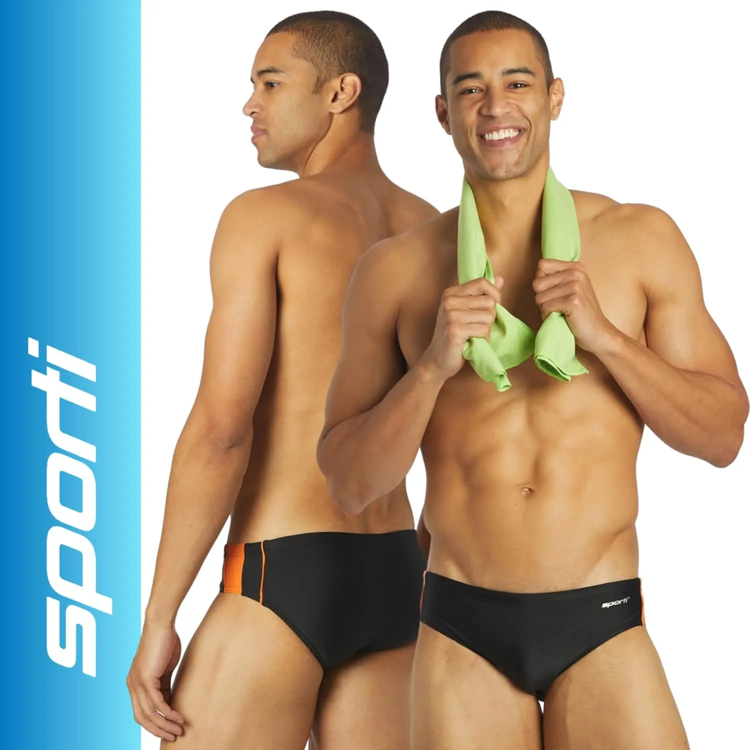 Sporti Men's Swim Briefs - Printed Color & Solid Swimsuit Training Suit - Men's Athletic Swimwear Briefs for Lap Swimming