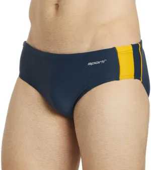 Sporti Men's Swim Briefs - Printed Color & Solid Swimsuit Training Suit - Men's Athletic Swimwear Briefs for Lap Swimming