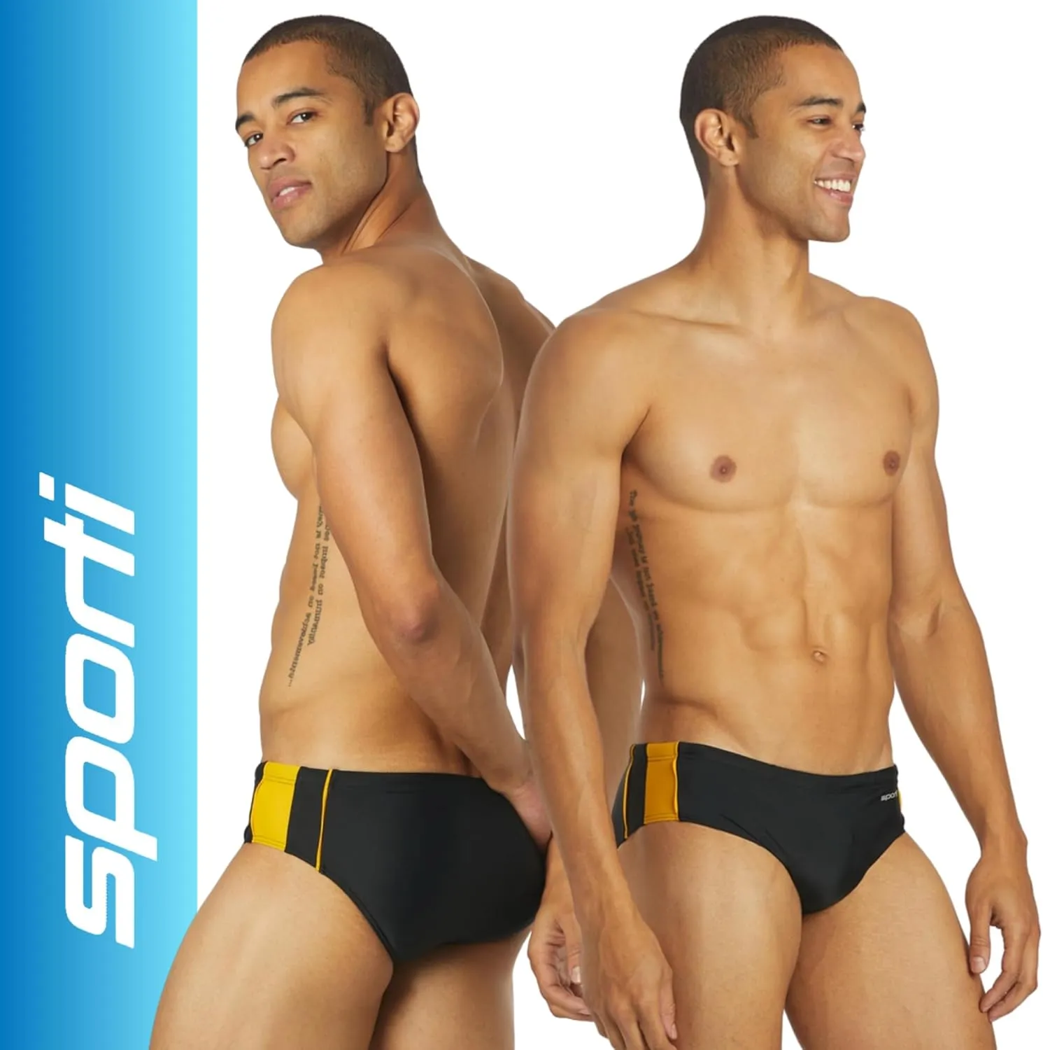 Sporti Men's Swim Briefs - Printed Color & Solid Swimsuit Training Suit - Men's Athletic Swimwear Briefs for Lap Swimming