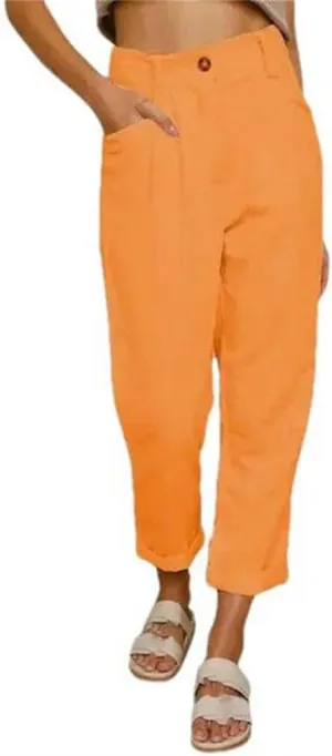 Spring and Autumn Warm Women's High Waist Casual Pants Corduroy Loose Straight Pants Women's Solid Color Pencil Pants