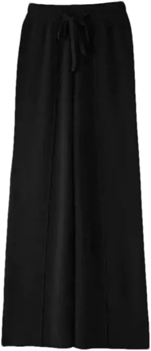 Spring and Autumn Warm Wool Knit Straight Solid Color Casual Stretch Women's Office Work Trousers Draped