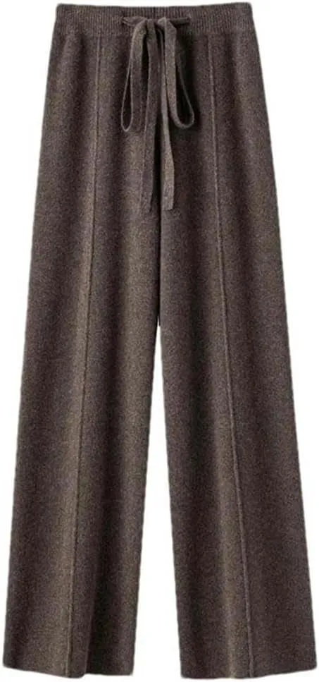 Spring and Autumn Warm Wool Knit Straight Solid Color Casual Stretch Women's Office Work Trousers Draped