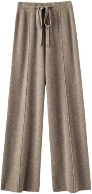 Spring and Autumn Warm Wool Knit Straight Solid Color Casual Stretch Women's Office Work Trousers Draped
