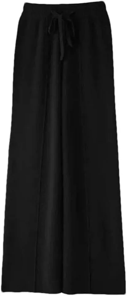 Spring and Autumn Warm Wool Knit Straight Solid Color Casual Stretch Women's Office Work Trousers Draped