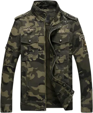 Springrain Men's Casual Military Jackets Camouflage Cotton Army Jacket Outwear