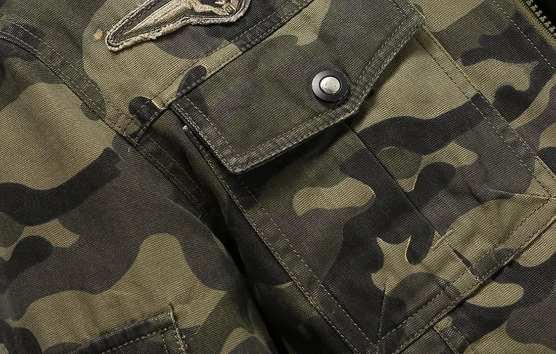 Springrain Men's Casual Military Jackets Camouflage Cotton Army Jacket Outwear