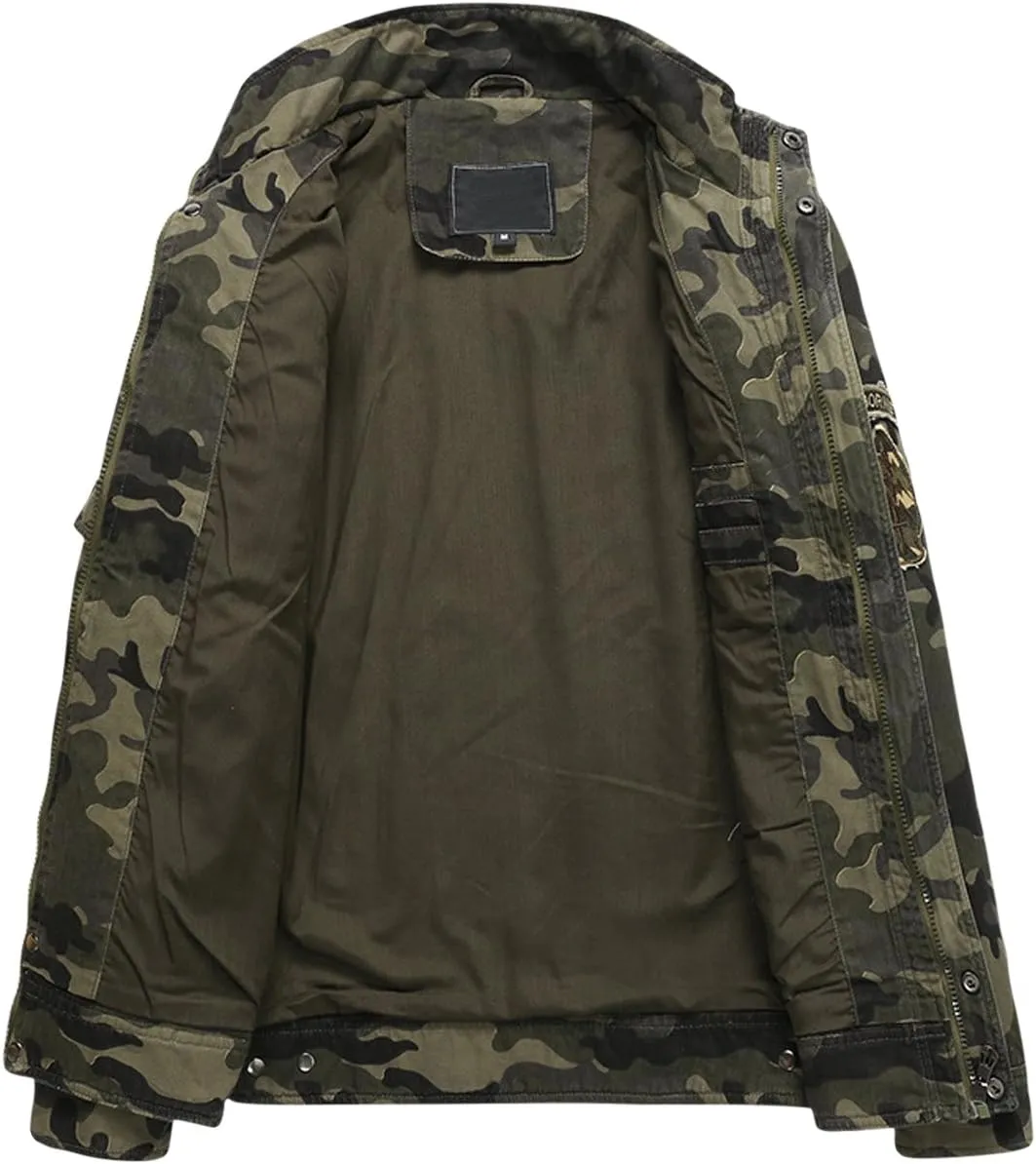 Springrain Men's Casual Military Jackets Camouflage Cotton Army Jacket Outwear