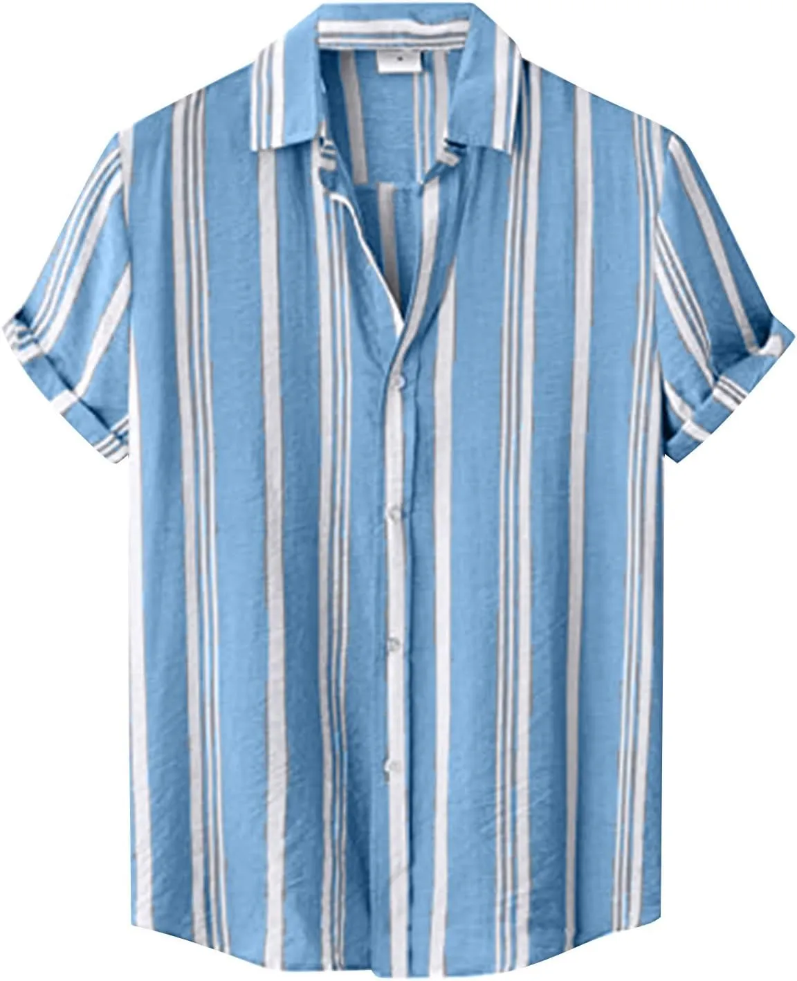 Striped Button Down Shirt for Men Summer Short Sleeve Casual Beach Shirt Retro Style Classic Tshirts Shirt