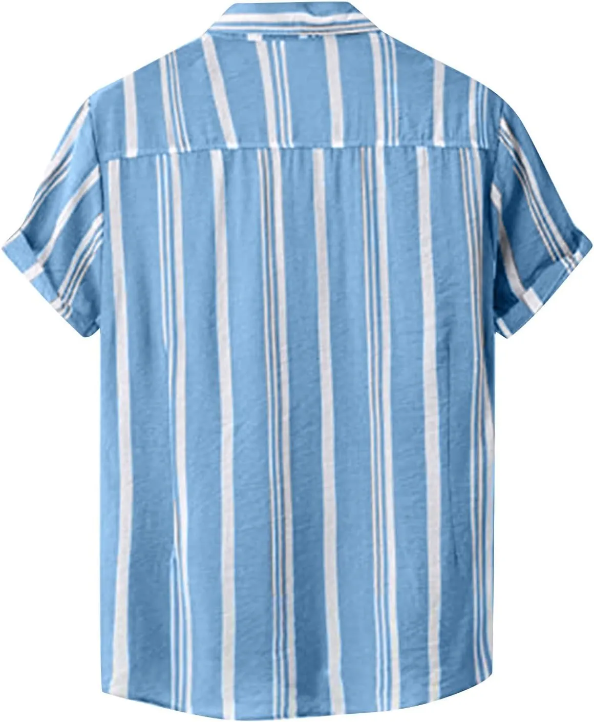 Striped Button Down Shirt for Men Summer Short Sleeve Casual Beach Shirt Retro Style Classic Tshirts Shirt
