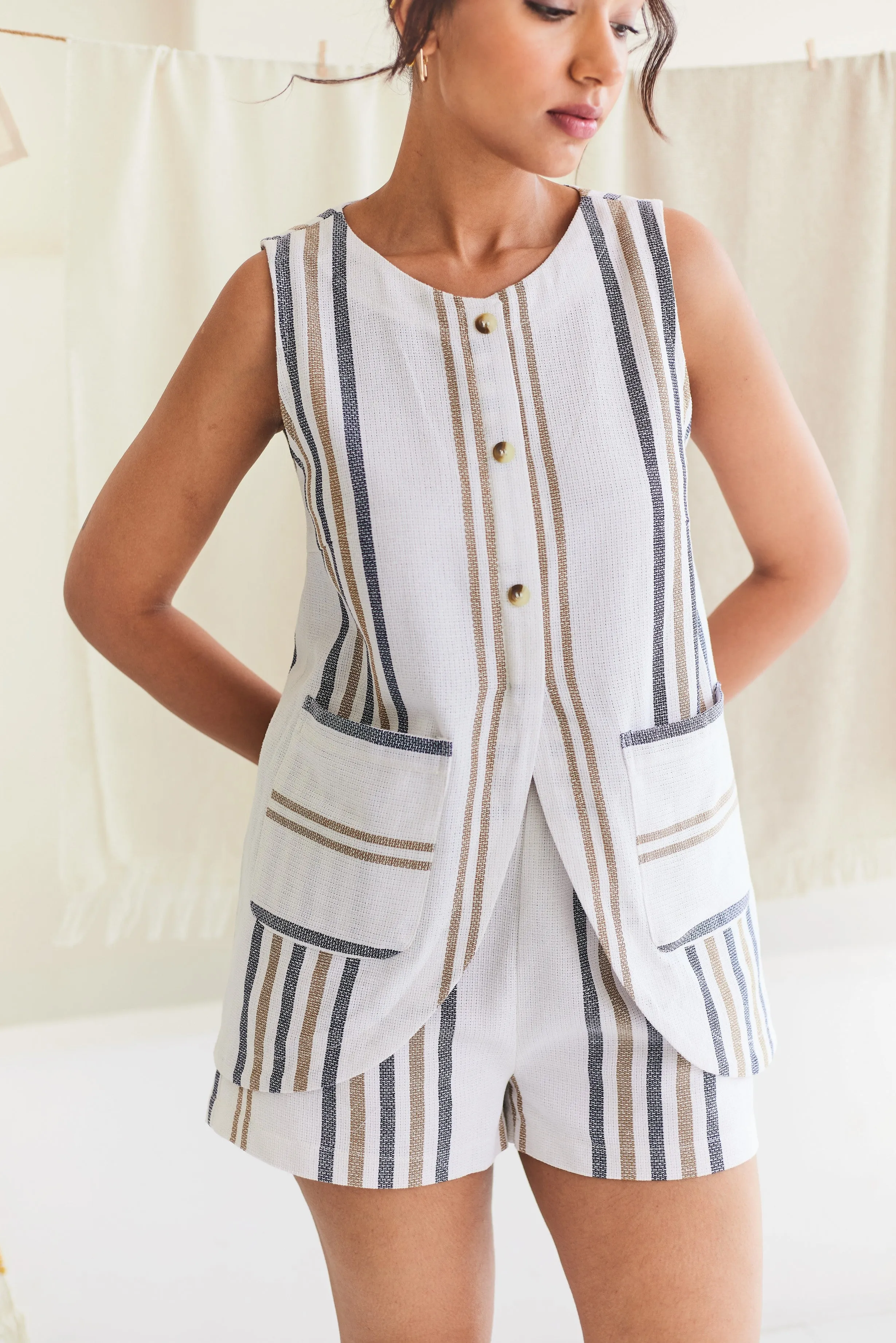 Striped Cotton Sleeveless Top