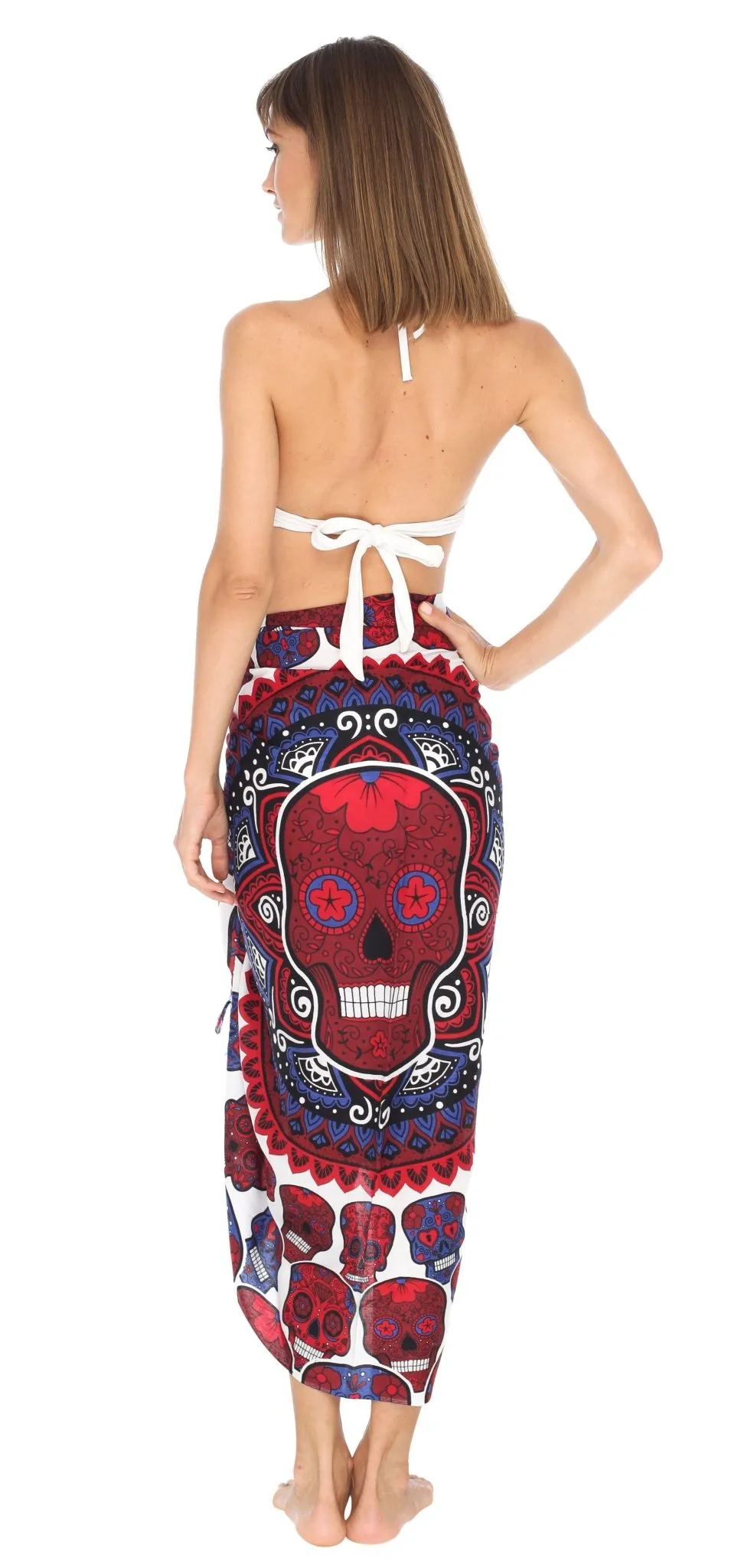 Sugar Skull Long Sarong with Fringe