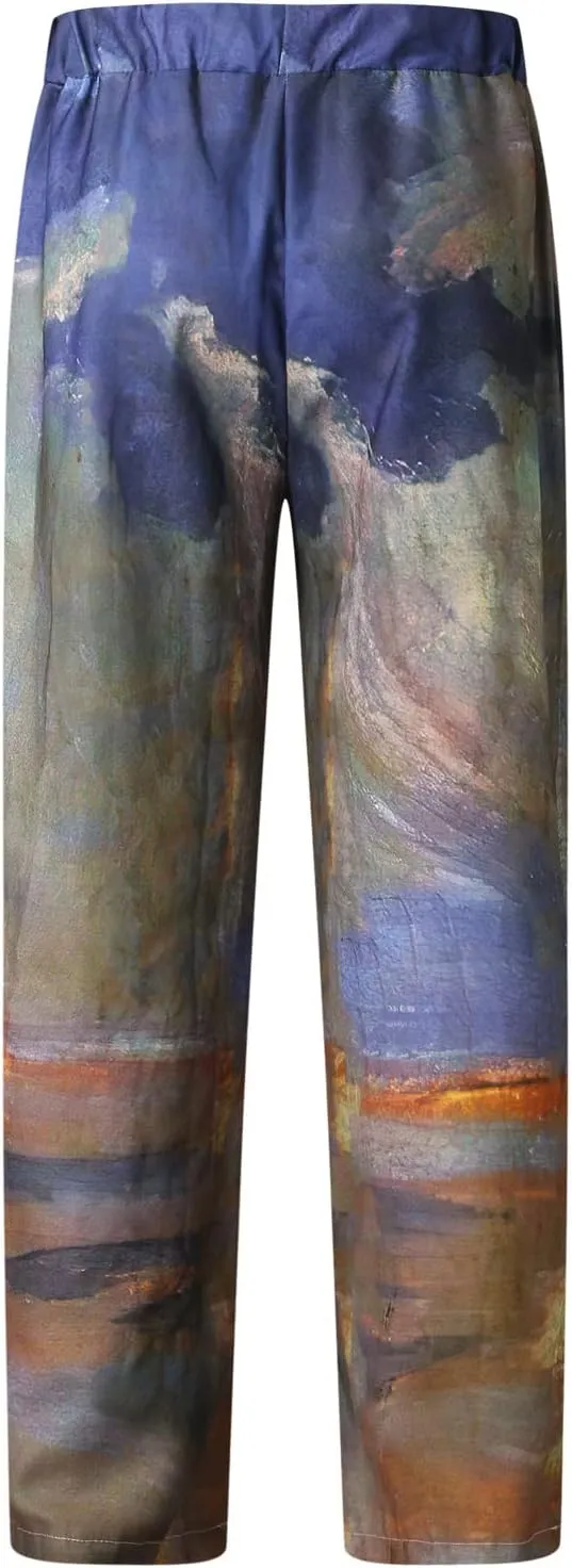 Summer Pants for Men Fashion Tropical Print Pants Elastic Waist Loose Trousers Athletic Joggers Mens Dance Pants