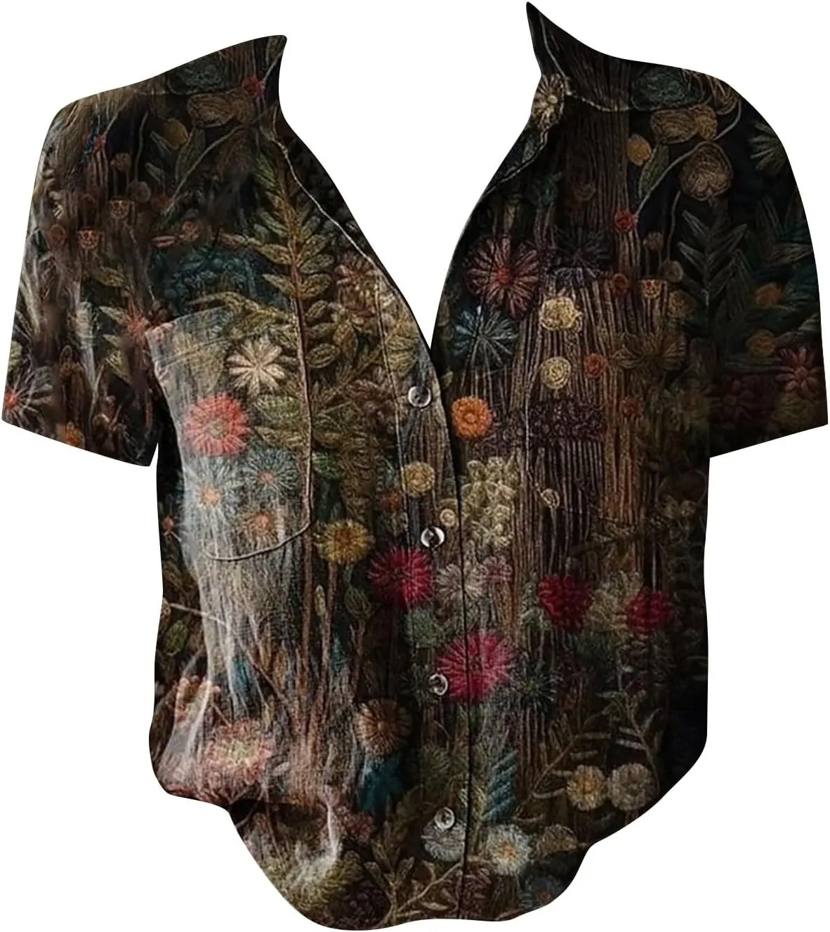 Summer Tops for Women 2025 Trendy V Neck Collared Button-up Gauze Colorful Stripe Print Tops Fashion 2025