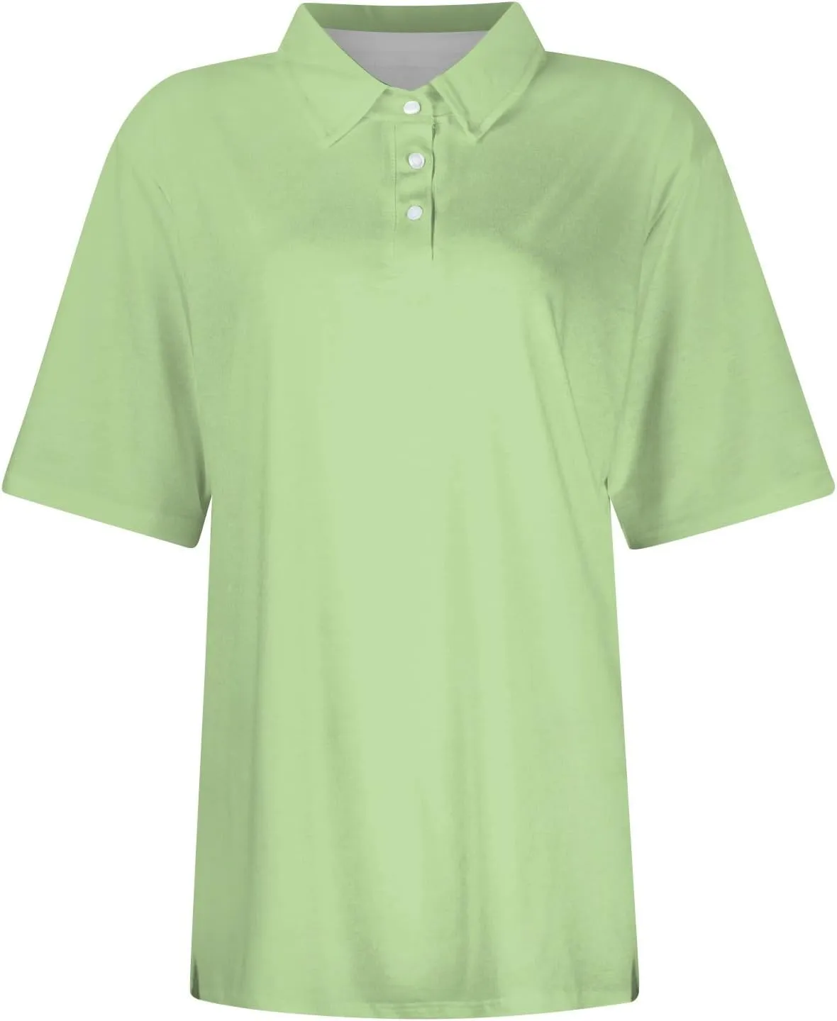 Summer Topsgolf Polo Shirts for Women Plus Size Collared Short Sleeve Shirts Button Down Blouses Loose Fit Solid
