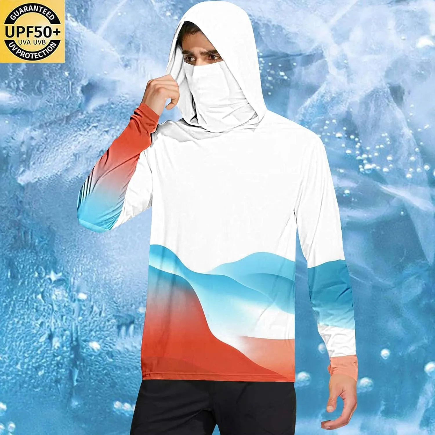 Sun Protection Shirts for Men with Mask UPF 50 Rash Guards Cooling Hoodies Lightweight Long Sleeve Fishing Blouses
