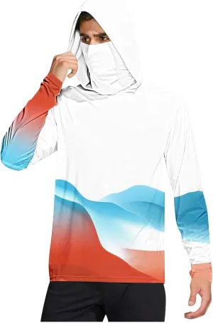 Sun Protection Shirts for Men with Mask UPF 50 Rash Guards Cooling Hoodies Lightweight Long Sleeve Fishing Blouses