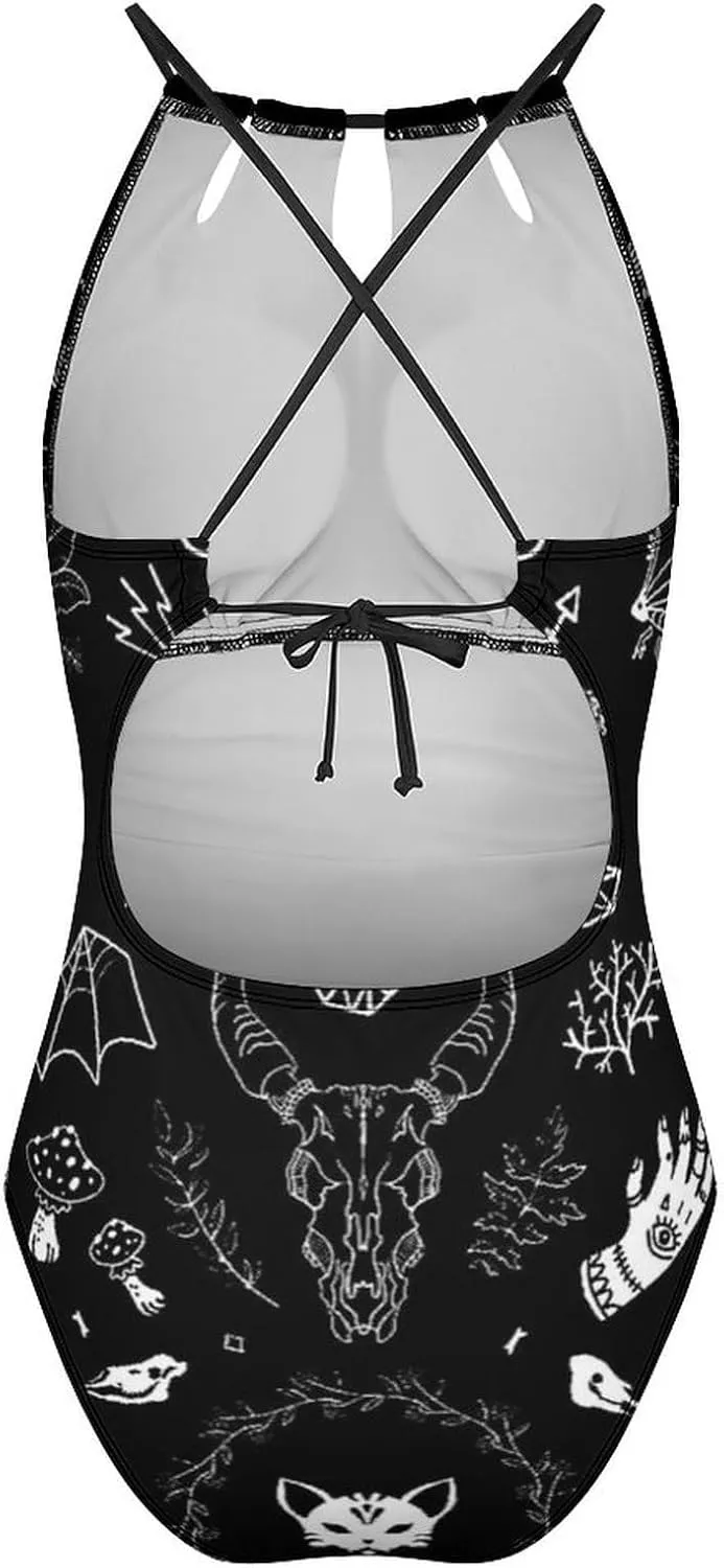 Supdreamc Women's One Piece Swimsuits Monokini High Cut Low Back Swimwear Beachwear