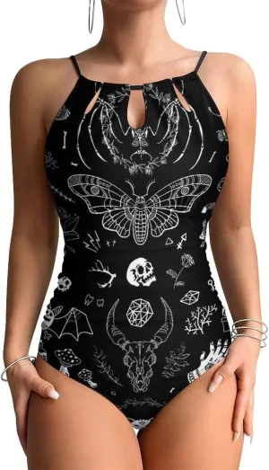 Supdreamc Women's One Piece Swimsuits Monokini High Cut Low Back Swimwear Beachwear