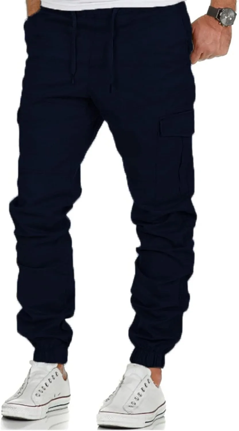 SUWBMHWE Mens Cargo Pants Muti-Pockets Jogger Work Chino Slim Fit Casual Pants Hiking Work Sweatpants