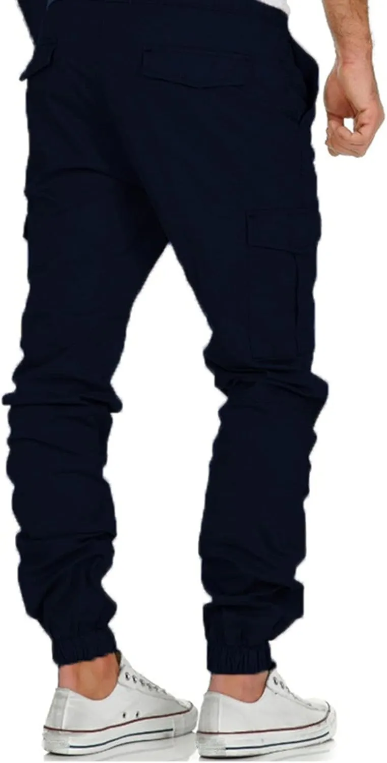 SUWBMHWE Mens Cargo Pants Muti-Pockets Jogger Work Chino Slim Fit Casual Pants Hiking Work Sweatpants