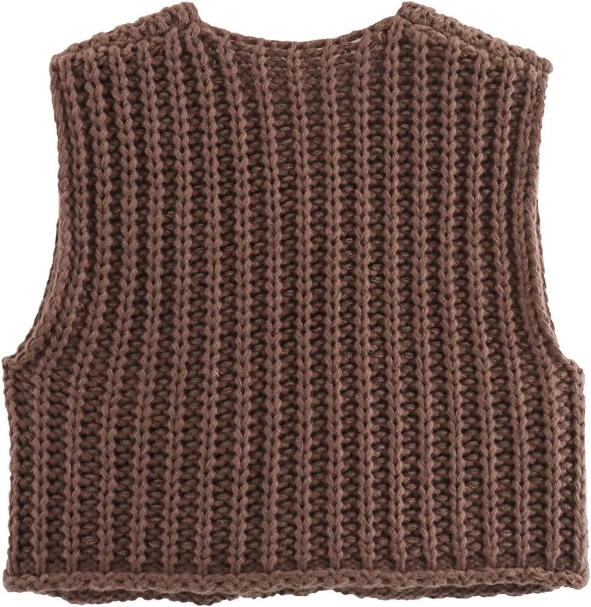 Sweater Vest Women Button Up Sleeveless Cropped Knit Vest Casual Chunky Vest With Pockets Fall Tops Knit Cardigan