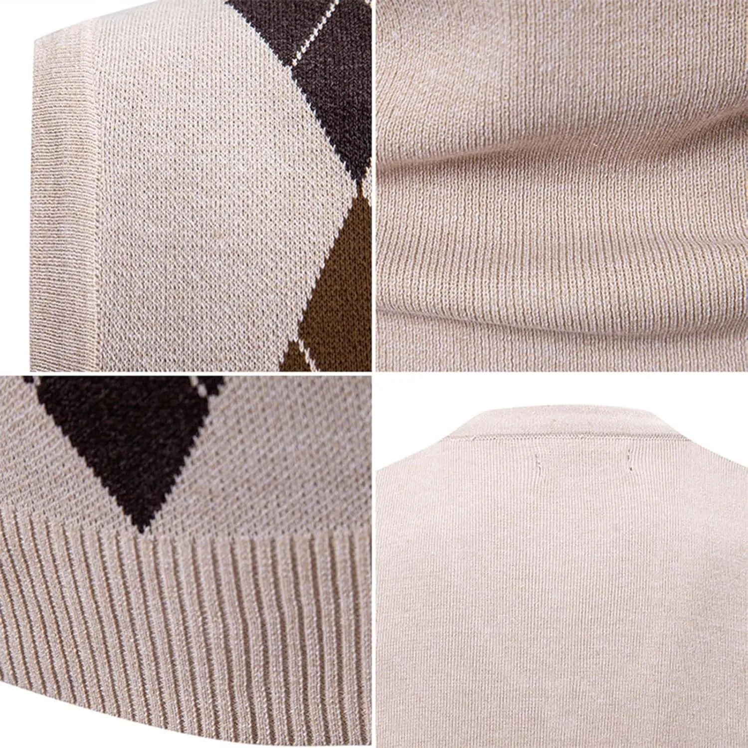 Sweater Vests for Men Argyle Knitted Warm Sleeveless Jumper Knitwear V Neck Slim Fit Casual Plus Size Waistcoat