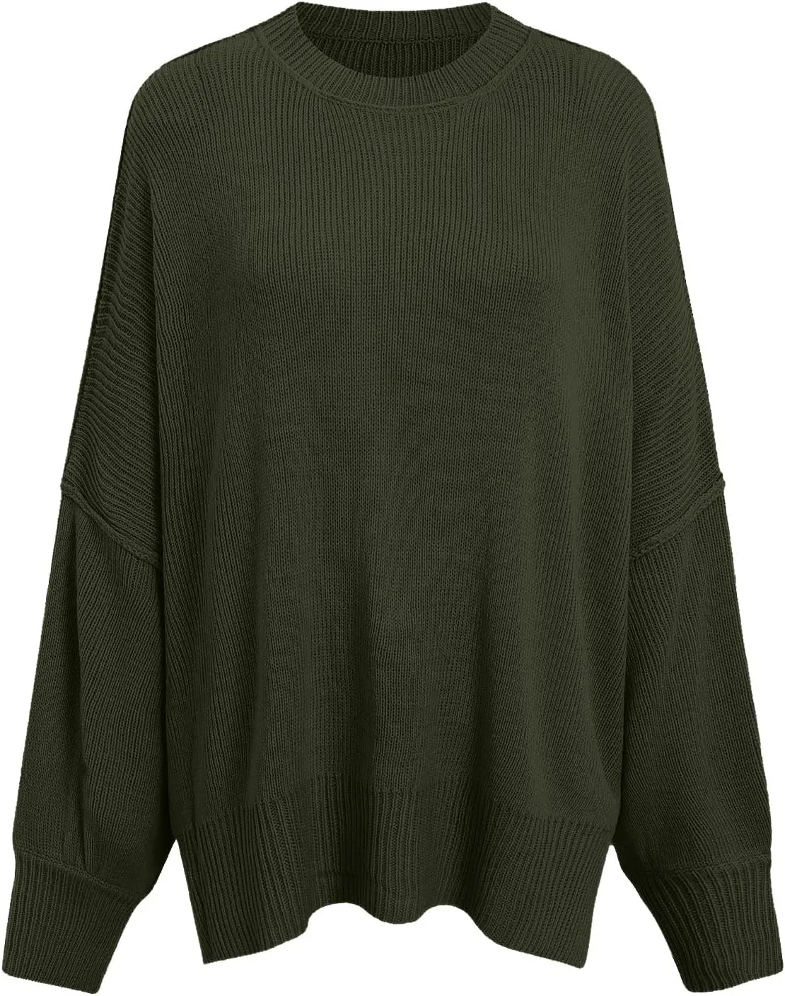 Sweaters for Women Chunky Knit Round Neck Solid Color Long Sleeve Loose Fit Casual Soft Sweaters Tops