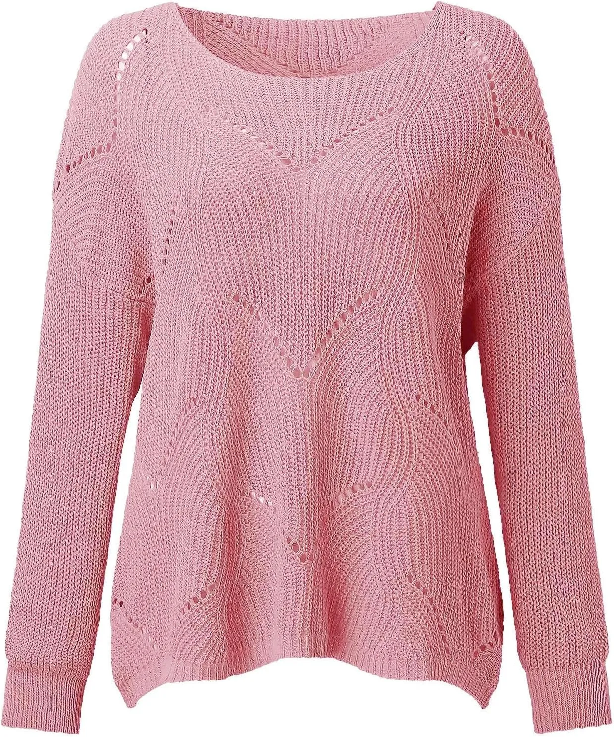 Sweaters for Women Fall Winter Striped Crewneck Knit Long Sleeve Casual Loose Hollow Out Vintage Pullover Top 2024
