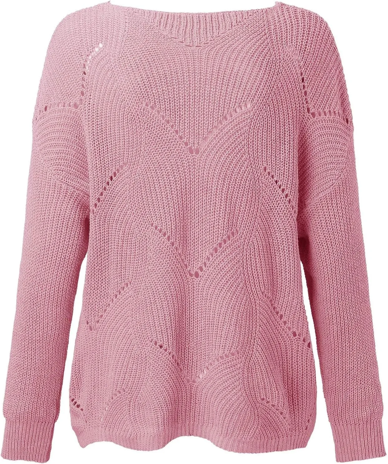 Sweaters for Women Fall Winter Striped Crewneck Knit Long Sleeve Casual Loose Hollow Out Vintage Pullover Top 2024