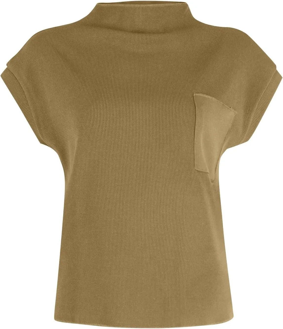 Sweaters for Women Knit Cap Sleeve Sweater Vest Casual Crewneck Short Sleeve Tops Lightweight Pullovers with Pocket
