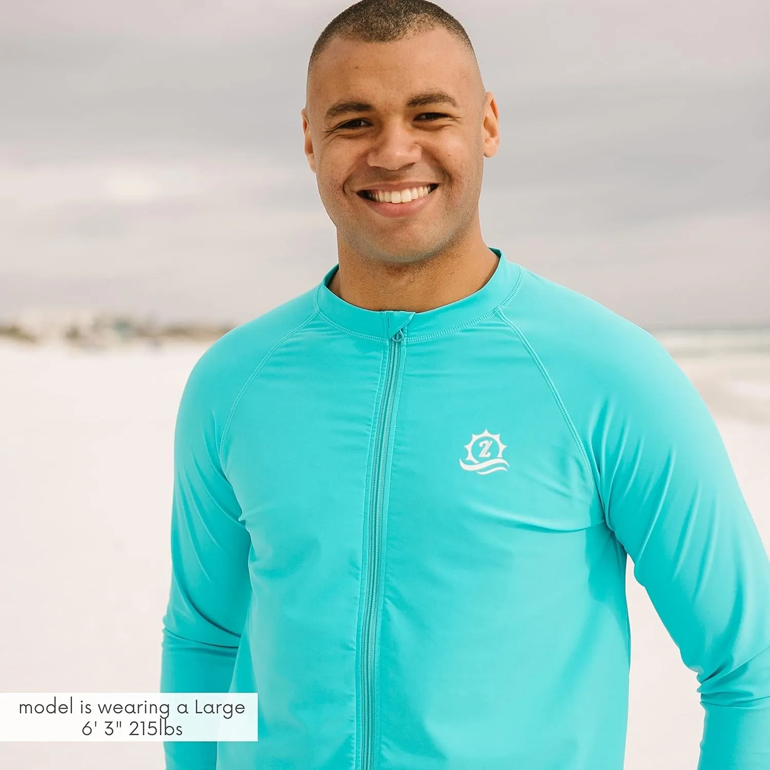 SwimZip Men's Long Sleeve Zipper Rash Guard Swim Shirt w/ UPF 50  Sun Protection