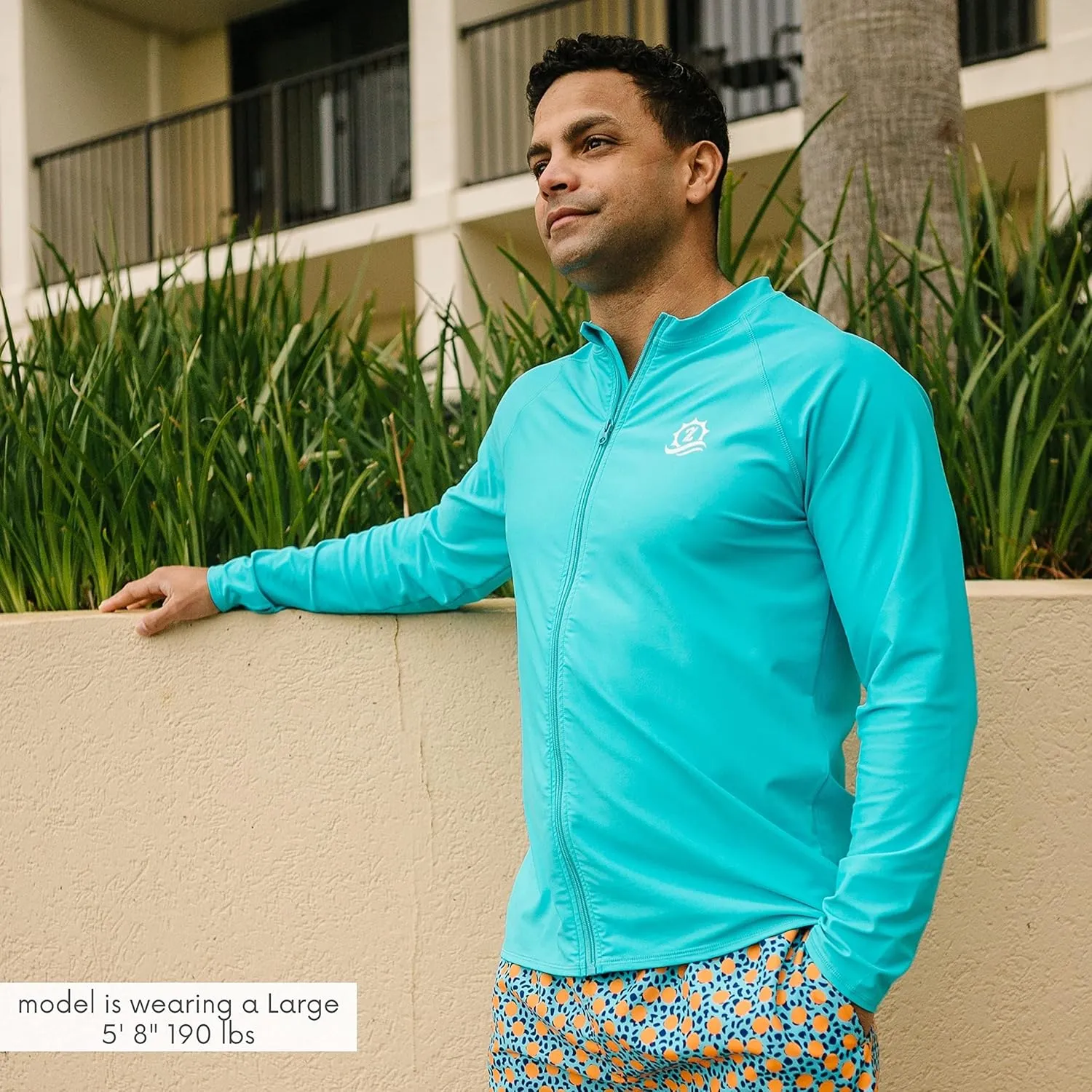 SwimZip Men's Long Sleeve Zipper Rash Guard Swim Shirt w/ UPF 50  Sun Protection