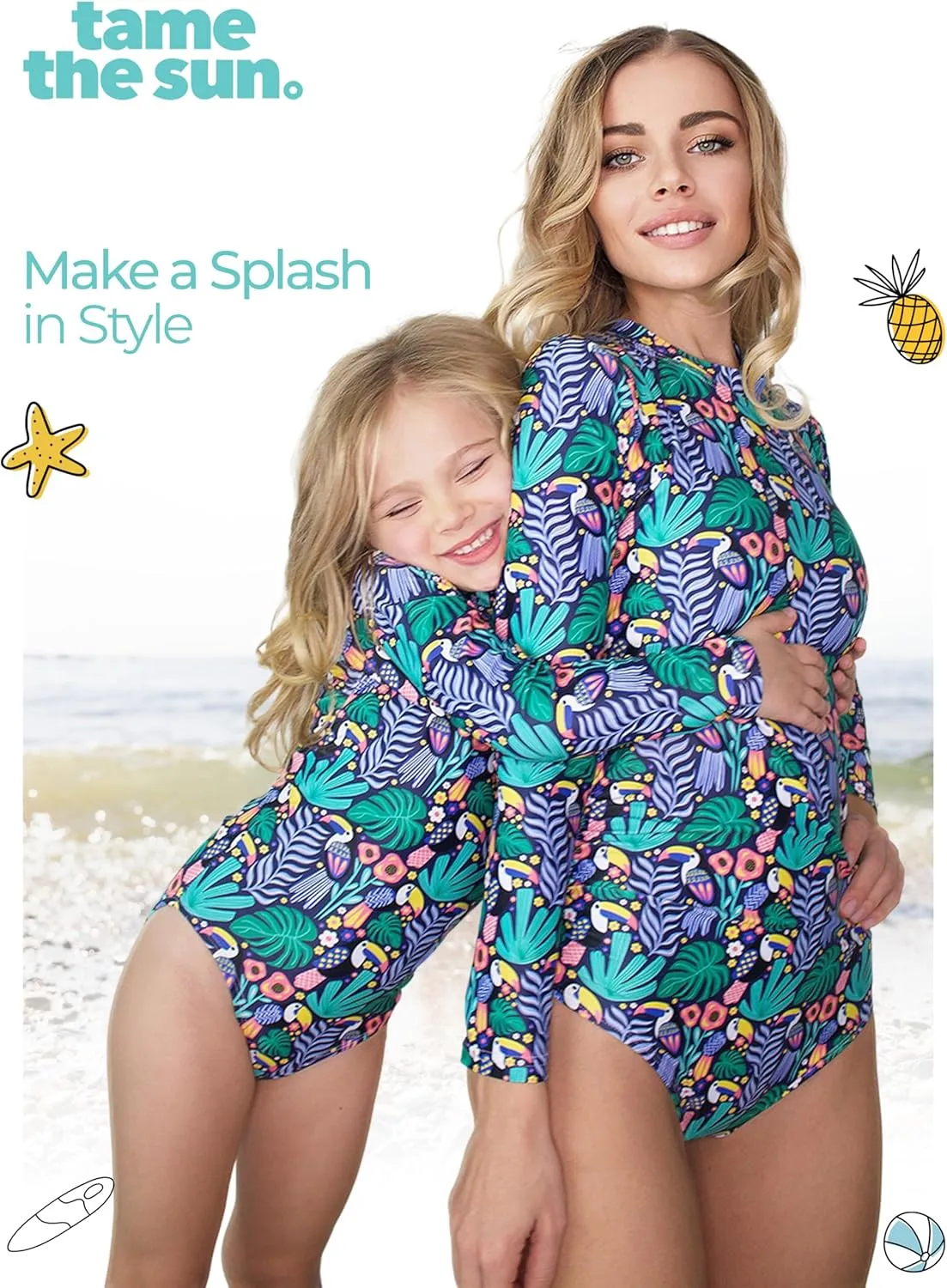 Tame the Sun Long Sleeve Swimsuits for Women - One Piece Tummy Control, UPF 50  Bathing Suit - Rash Guard, Zipper Swimwear