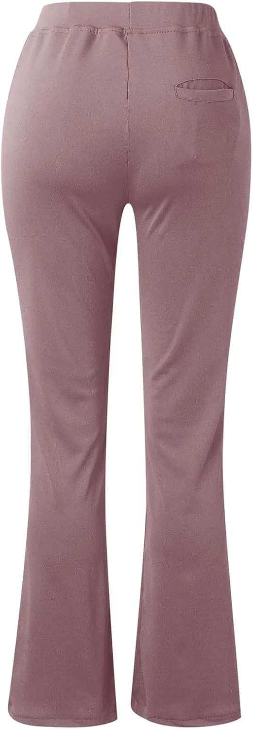 TANGNADE Womens Work Dress Pants High Waited Pull Slim Flare Leg Casual Trousers with Pockets Fall Winter Pants