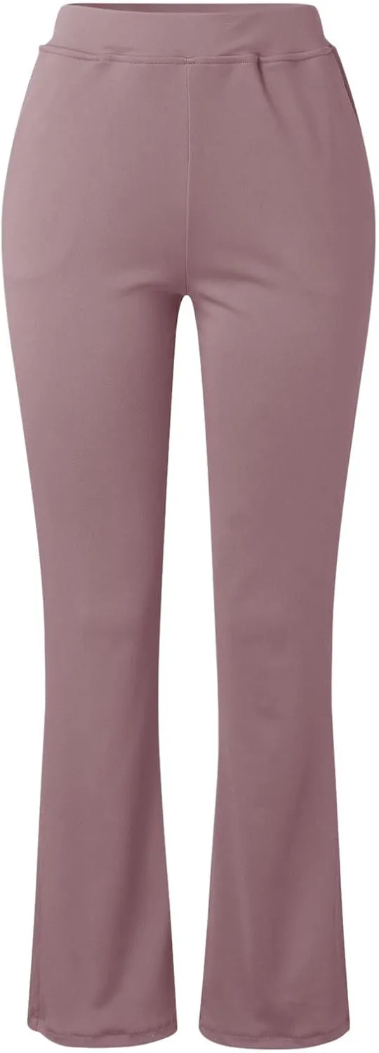 TANGNADE Womens Work Dress Pants High Waited Pull Slim Flare Leg Casual Trousers with Pockets Fall Winter Pants