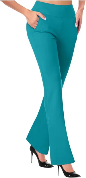 TANGNADE Womens Work Dress Pants High Waited Pull Slim Flare Leg Casual Trousers with Pockets Fall Winter Pants