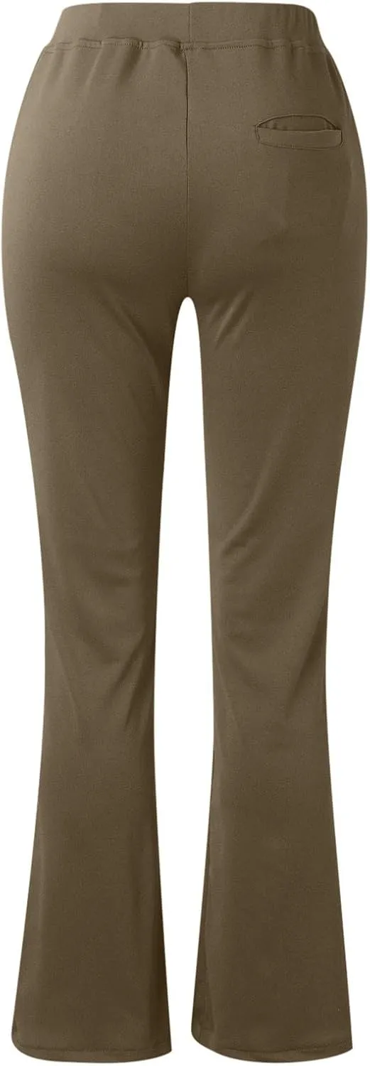 TANGNADE Womens Work Dress Pants High Waited Pull Slim Flare Leg Casual Trousers with Pockets Fall Winter Pants