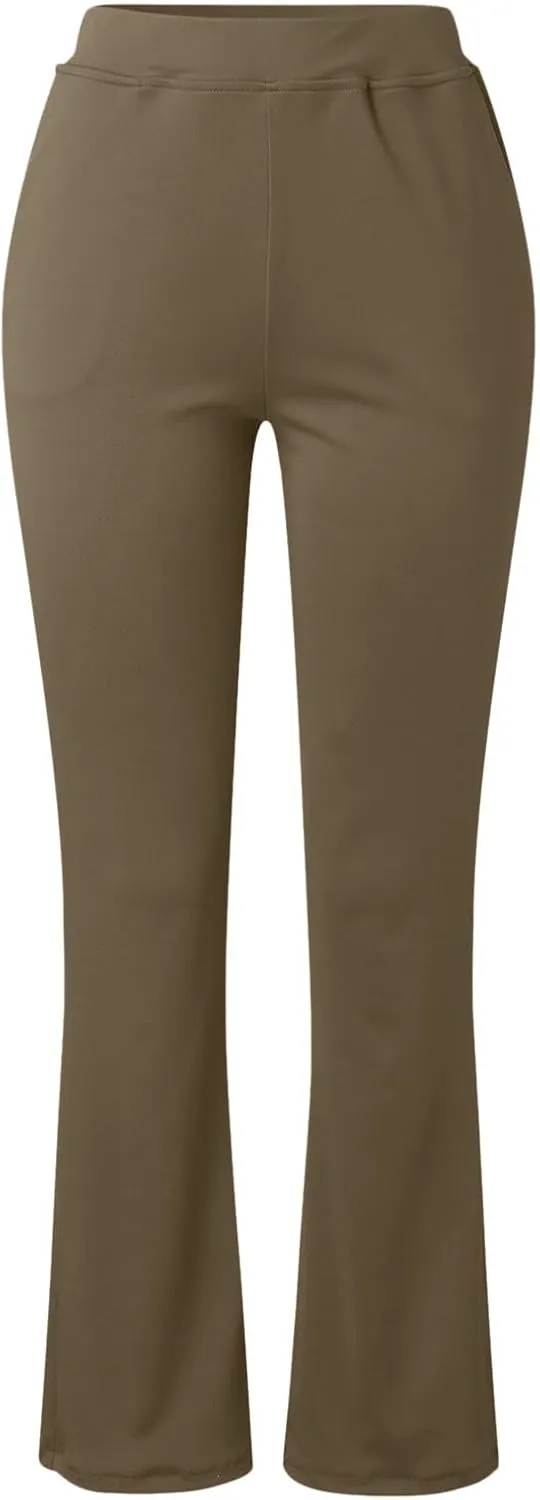 TANGNADE Womens Work Dress Pants High Waited Pull Slim Flare Leg Casual Trousers with Pockets Fall Winter Pants