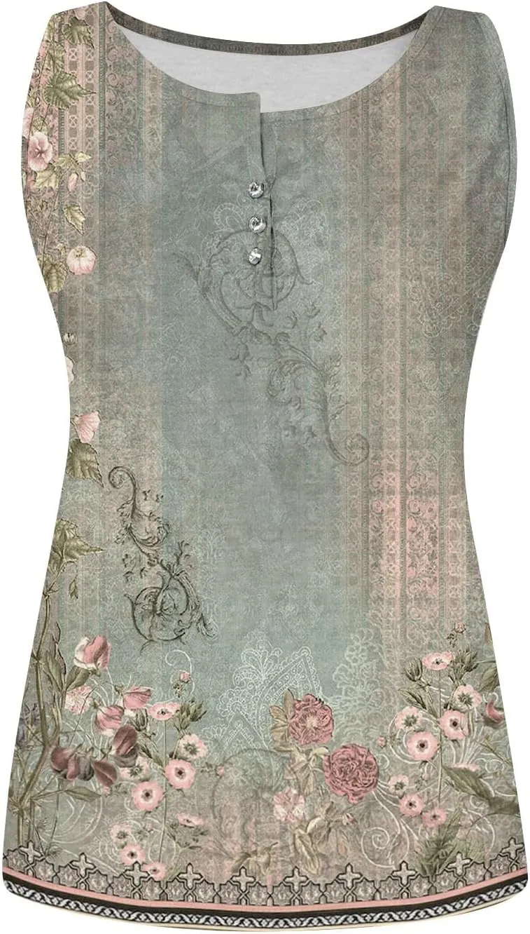 Tank Top for Women 2024 Summer Tops Casual Button Down Shirts Slim Fit V Neck Sleeveless Holiday Versatile Blouses
