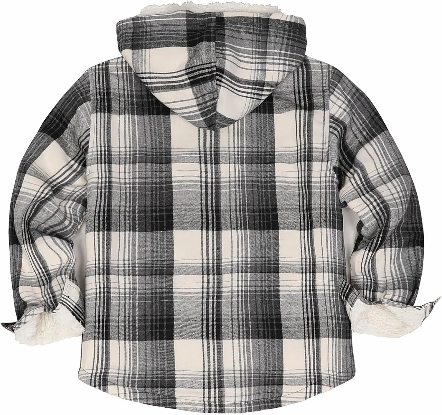 ThCreasa Boys Plaid Flannel Jackets Sherpa Lined Zip Up Long Sleeve Warm Flannel Shirt with Hood