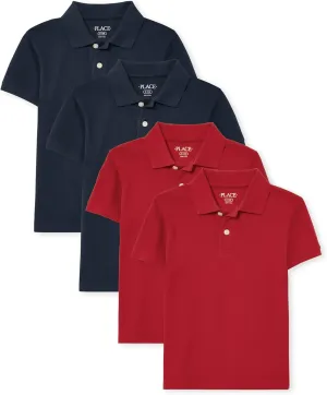 The Children's PlaceThe Children's Place BoysShort Sleeve Pique Polo 4 packNautio/Classic RedLarge (10H-12Husky)