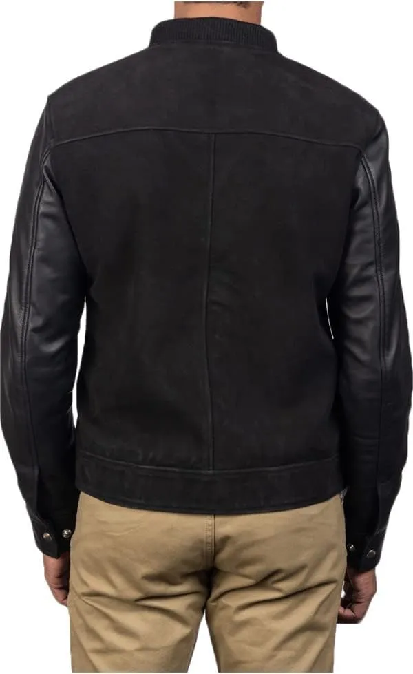 The Jacket Maker Blain Brown Suede Bomber Jacket | Men Suede Leather Brown Bomber Jacket | Goatskin Brown Suede Bomber Jacket