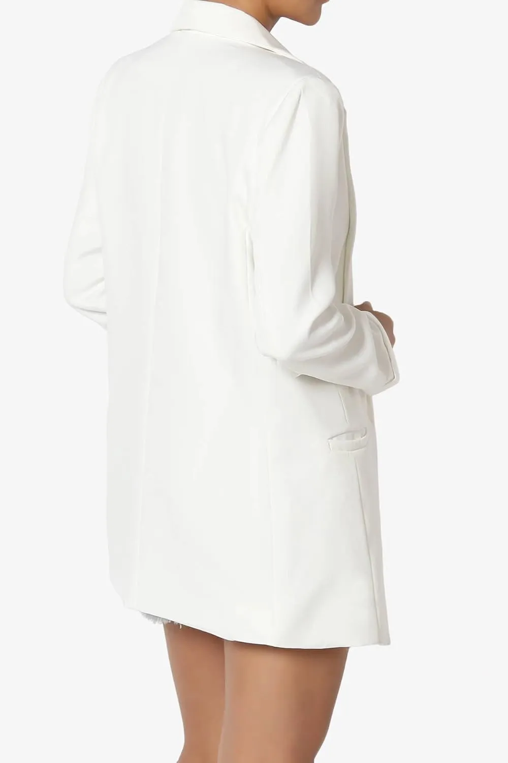 TheMogan Women's Cuffed Long Sleeve Open Front Blazer Stylish Office Casual Versatile Jacket