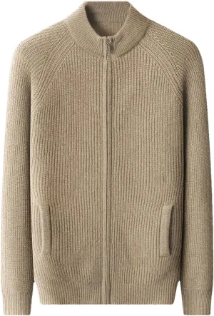 Thick Men Sweater Cashmere Long Sleeve Mock-Neck Zipper Cardigan Soft Warm Knitwear Men Clothing